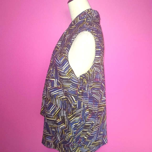 Evan Picone Ladies Striped Split Front Tie Summer Blouse (Size Large) - Picture 3 of 8